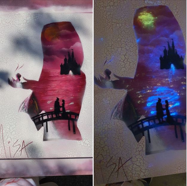 Mulan en lumiere et noir - Misa Spray Paint Art